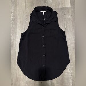 BCBG Black Sleeveless Button-Down Shirt